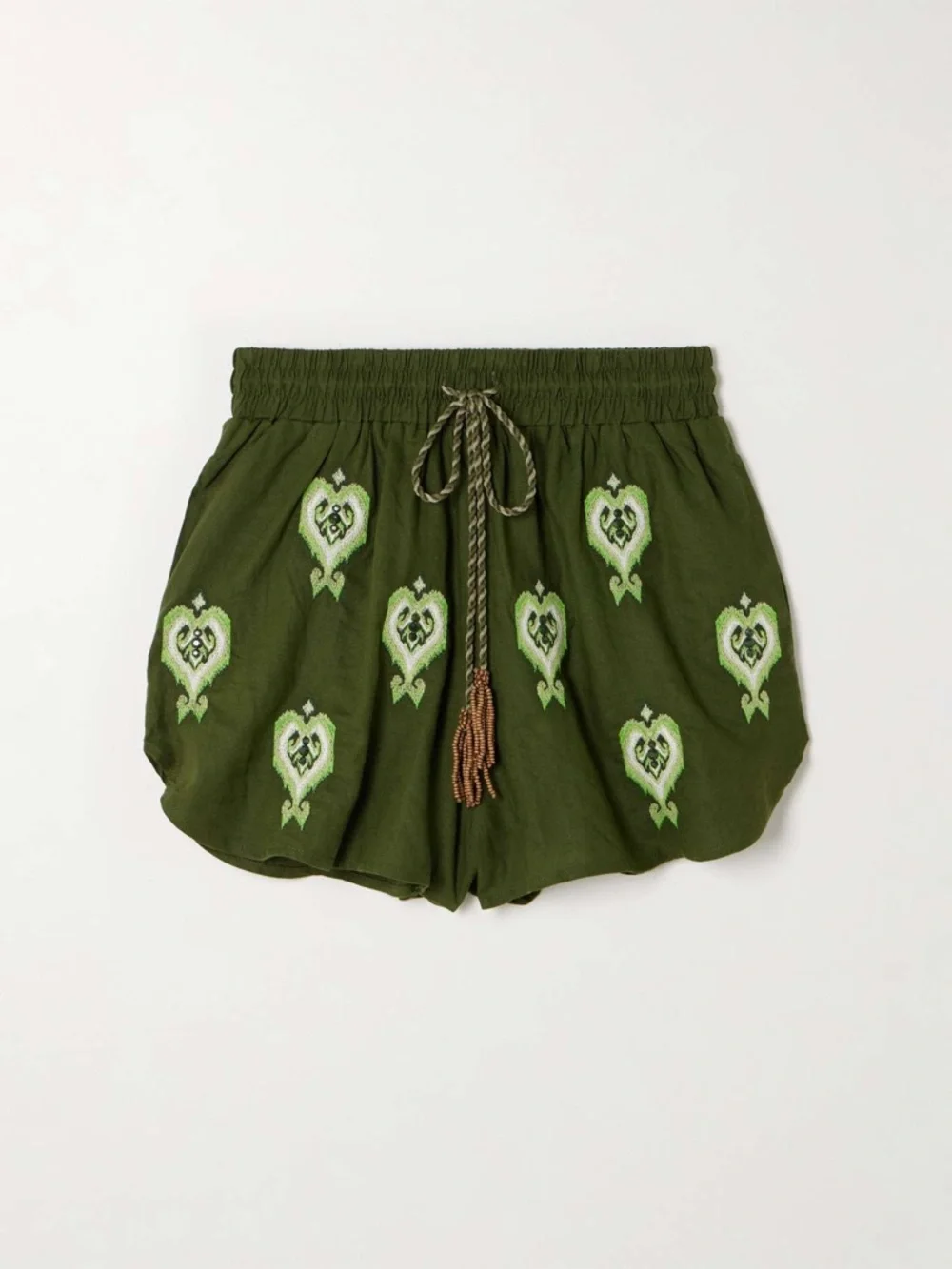 FARM Rio Embroidered Green Heart Tapestry Linen-Blend Shorts Size XXS NWT - Picture 1 of 15